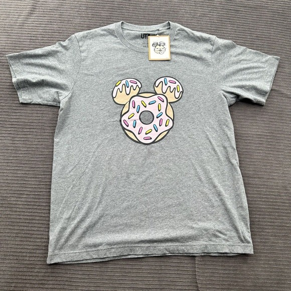 Uniqlo Other - Uniqlo Kevin Lyons T-Shirt Men L Large Gray Cotton Mickey Mouse Doughnut Top.